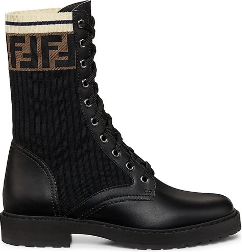 women's fendi rockoko knit leather combat boots|rockoko knit leather combat boots.